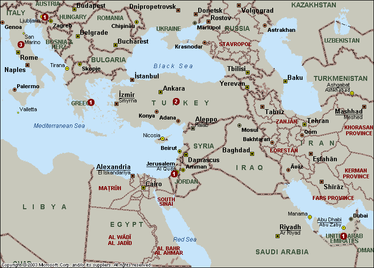 COZY Mailing List Member Distribution - International-Mideast